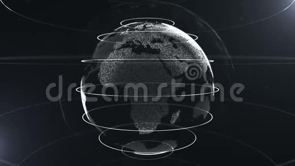 白色抽象球体与线条相连的白点全球化界面行星位于中心关闭视频的预览图