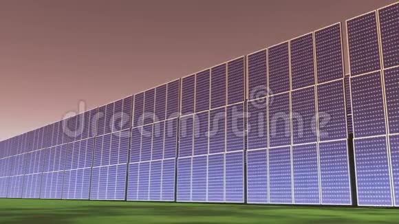 日落时4k太阳能电池板绿色自由清洁能源视频的预览图