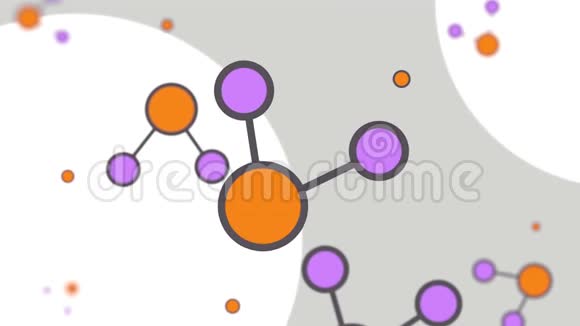 橙色和洋红色卡通分子模型循环动画视频的预览图