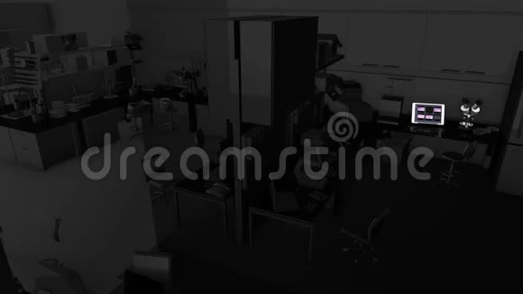 实验室数字显微镜和平板黑背景视频的预览图