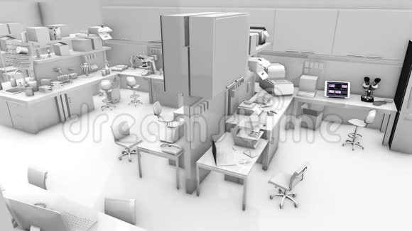 实验室数字显微镜和平板白色背景视频的预览图