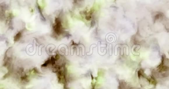 可循环的4k视频乳白色棕色和绿色云在空间星云中缓慢移动形成和溶解4k4096p视频的预览图