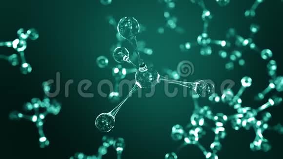 青色玻璃分子模型可循环运动背景视频的预览图