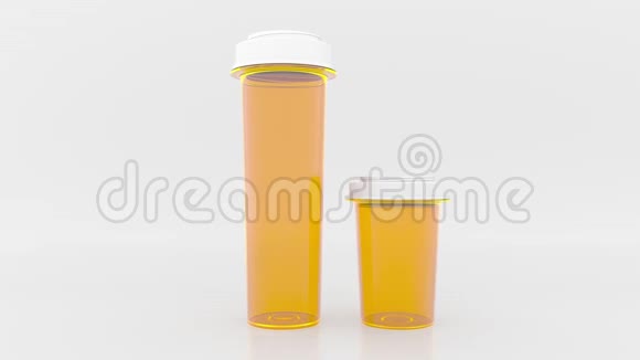 由药丸瓶制成的收缩条形图减少医疗费用或药品生产概念动画视频的预览图