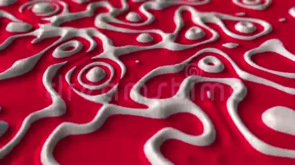 抽象液体红白油漆可循环三维运动背景视频的预览图