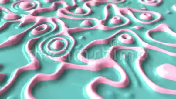 抽象液体蓝色和粉红色油漆循环三维动画视频的预览图