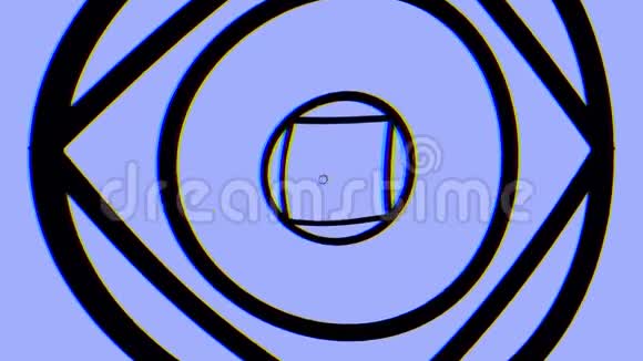 催眠视频模式复古迷幻动画与几何形状蓝色背景几何回路背景视频的预览图