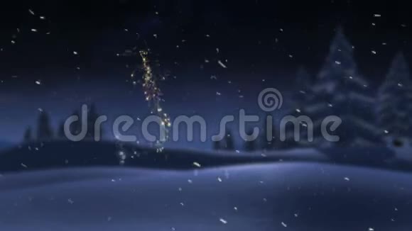 在雪地里放着金色的圣诞驯鹿视频的预览图