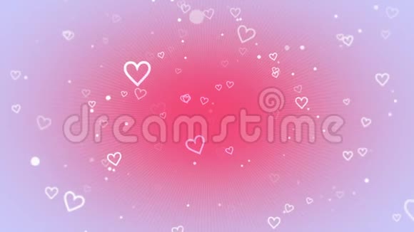 动画浪漫粉红色的心闪亮的背景视频的预览图