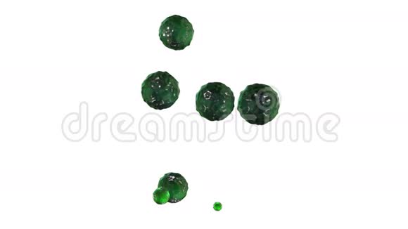 绿色墨水滴落在白色表面三维渲染液体如果汁非常高的细节和阿尔法面具用于视频的预览图