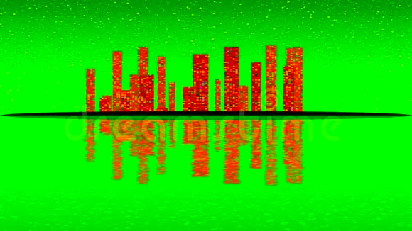 现代城市由五颜六色的光效五光十色充满活力的天际城市满月视频的预览图
