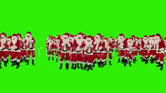 圣诞老人人群舞蹈圣诞派对圣诞快乐造型绿色屏幕股票镜头视频的预览图