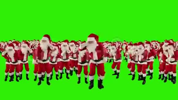 圣诞老人人群舞蹈圣诞派对地球形状绿色屏幕股票镜头视频的预览图