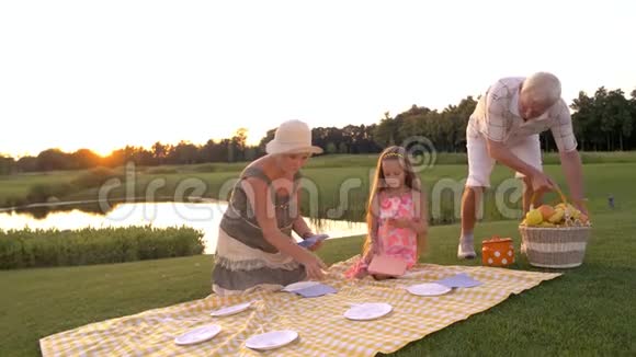 老年人和儿童野餐视频的预览图