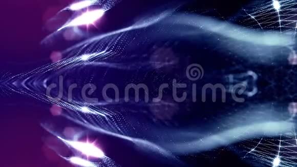具有蓝色发光粒子的美丽成分形成波浪状的辉光结构如科幻小说微世界或纳米视频的预览图