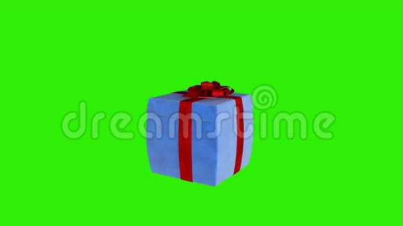 礼品盒摆动发布虚拟产品循环绿色屏幕股票镜头视频的预览图