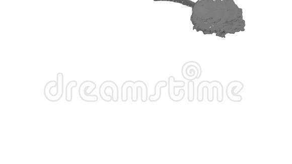 灰色的油漆流落在白色的背景屏幕上滴落在白色上3D渲染与阿尔法面具视频的预览图