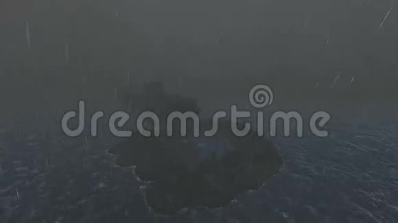 世界湖岛在大暴雨下开放的海洋视频的预览图