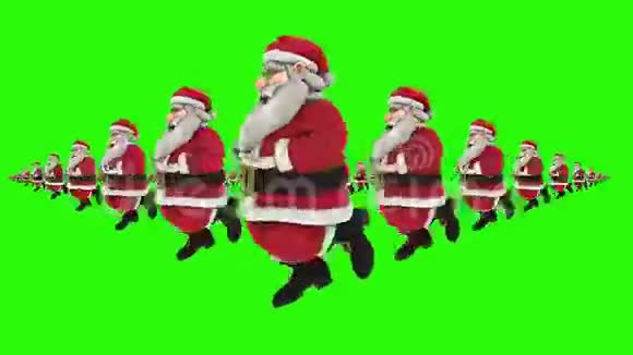 一群圣诞老人跳着绿色舞蹈视频的预览图