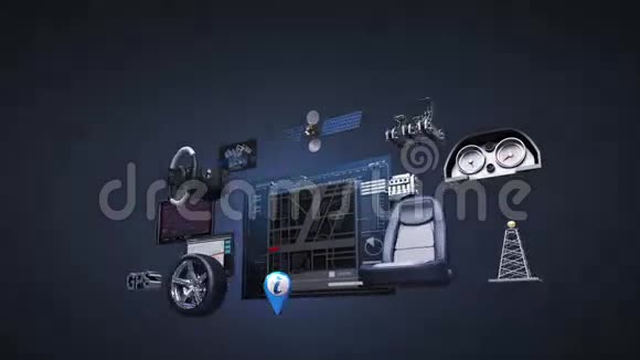 汽车信息娱乐系统汽车导航面板连接互联网未来汽车技术视频的预览图