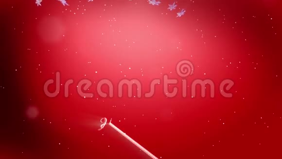 装饰的3d雪花在空气中缓慢的运动并在夜间在红色背景上发光使用动画圣诞视频的预览图