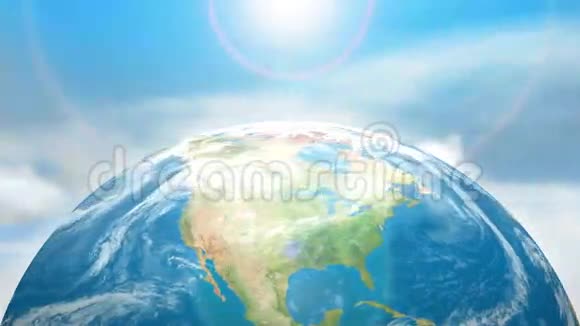 地球世界蓝天云和太阳视频的预览图