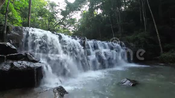 国家公园的森林瀑布风景旁边视频的预览图