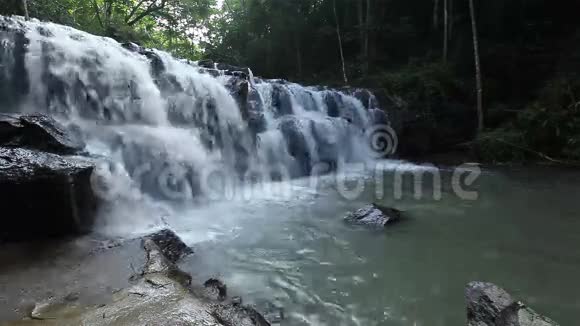 国家公园的森林瀑布风景旁边视频的预览图