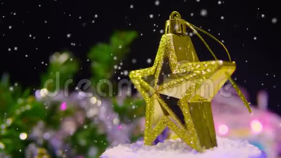 与雪的明星圣诞动画圣诞节视频的预览图