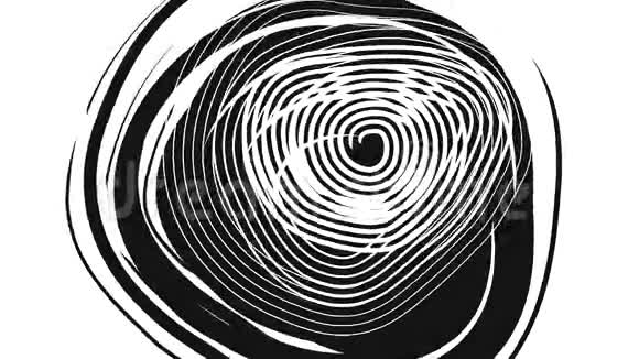黑色圆圈螺旋转向白色背景视频的预览图