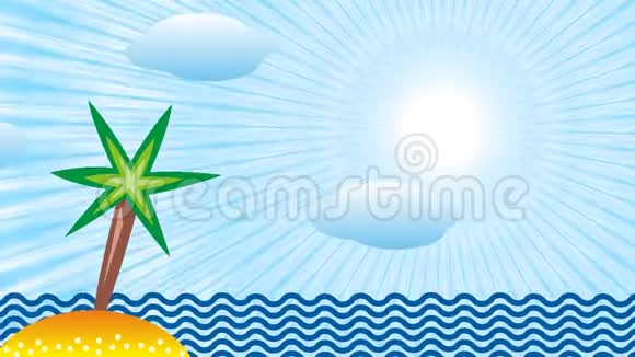 景观热带海洋岛屿棕榈树和太阳视频的预览图