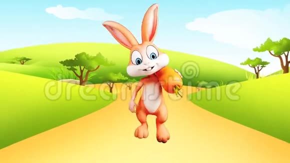 兔子拿着大胡萝卜走路视频的预览图
