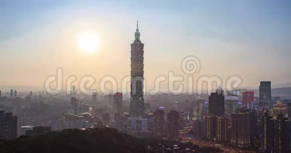 台湾台北市日落天际线时间流逝视频的预览图