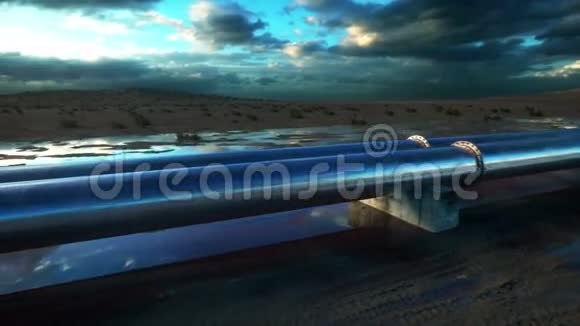 管道输送石油天然气或金属管道中的水石油概念真实的电影4K动画视频的预览图