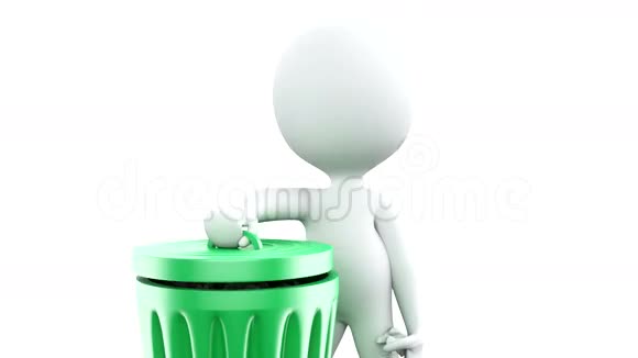 3D白人回收垃圾桶视频的预览图