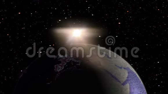 宇宙星系中有恒星背景的地球视频的预览图