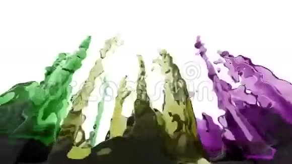 丰富多彩的抽象液体飞溅流体流动的交集视频的预览图