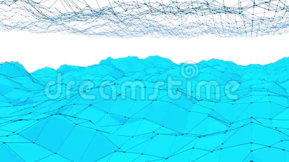 蓝色低聚振动表面作为景观或分子结构蓝色多边形几何振动环境或视频的预览图