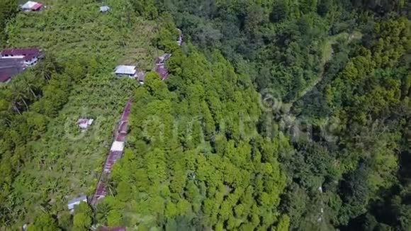 热带森林和瀑布的空中景观视频的预览图