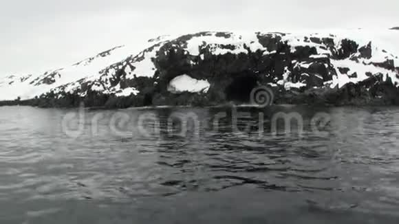 南极洲海洋中的雪海岸线视频的预览图