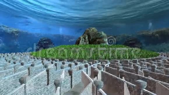 石山被海下的城墙包围着视频的预览图
