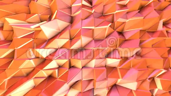 抽象简单的粉红色橙色低聚三维表面作为未来的环境软几何低聚运动背景视频的预览图