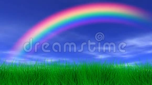 彩虹草地和宁静的天空视频的预览图