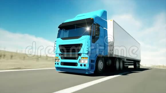 公路上的卡车运输物流理念超级逼真的动画与物理运动视频的预览图