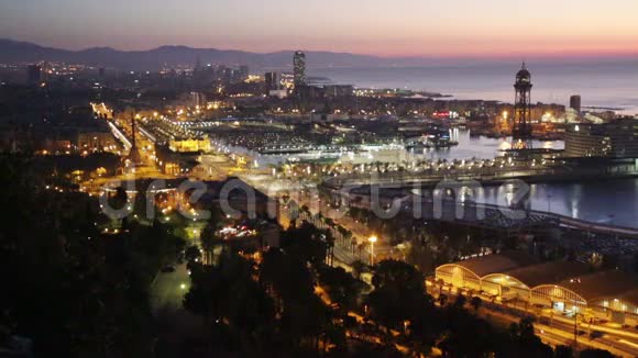 巴塞罗那港的景色视频的预览图