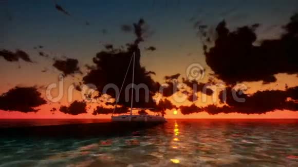 日落时的游艇随着时间流逝视频的预览图