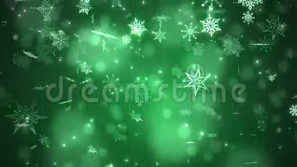 绿色美丽飘落的雪花视频的预览图