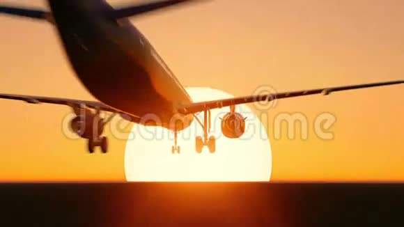 日落或日出视频飞机起飞视频的预览图