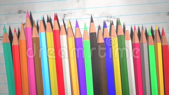 纸上特写彩色铅笔学校背景教育主题视频的预览图