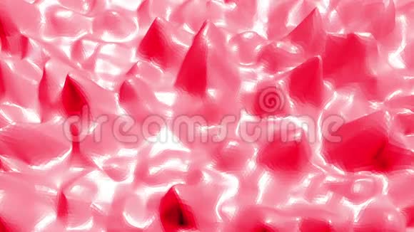 玫瑰或粉红色低聚表面作为景观或晶体结构多边形数字马赛克红色环境或背景视频的预览图